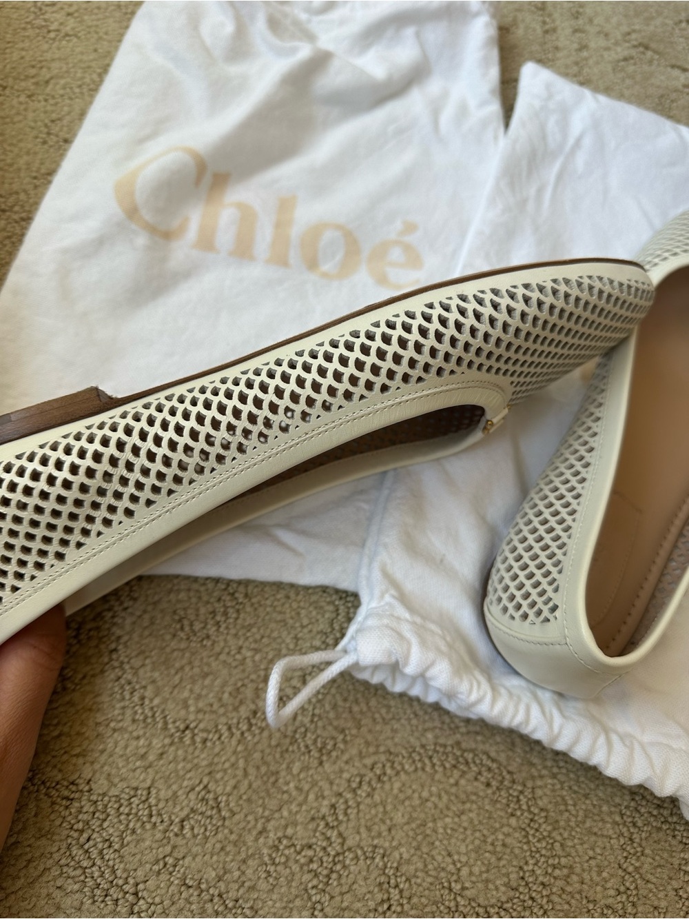 Chloe Marcie Ballet Flat 8 B Eggshell - Picture 6 of 9